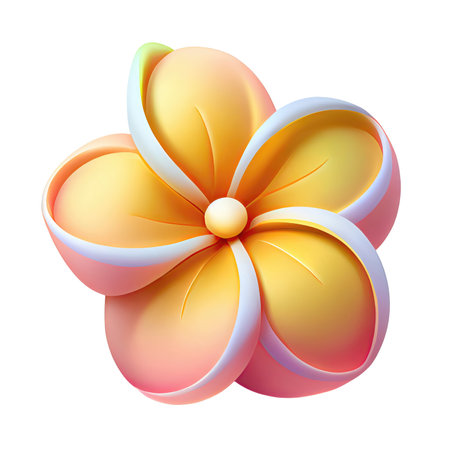 3d icon cute The flower of plumeria summer tropical Cartoon sweet character on Isolated Transparent png background. Generative AI.の素材