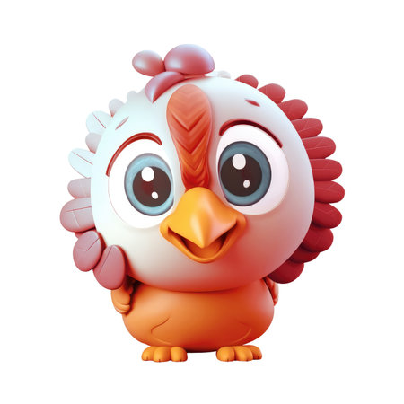 3D icon Cute Turkey, Happy Fall, character Illustration Thanksgiving Day, Happy Harvest, File Cartoon minimal style on isolated transparent background png. Generative AI.の素材