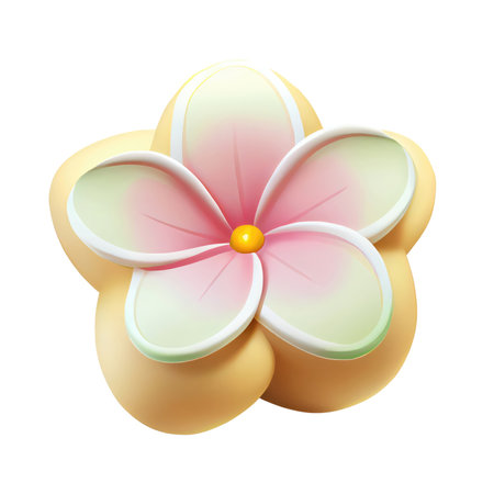 3d icon cute The flower of plumeria summer tropical Cartoon sweet character on Isolated Transparent png background. Generative AI.の素材