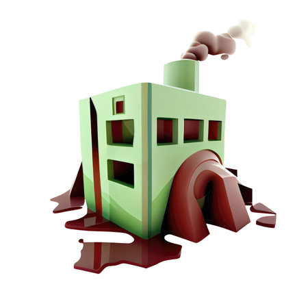 3d icon Smoke from heating pipes emitting co2 coal thermal power plant into atmosphere. Air pollution and emission ecology problem concept isolated on Transparend background. Generative AI.の素材