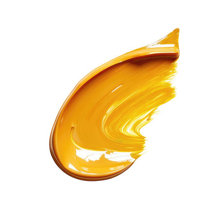 Abstract brush pastel stroke gold yellow oil acrylic paint stain impasto texture, painting isolated background transparent png. Generative AI.の素材