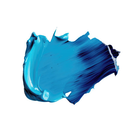 Abstract brush stroke pastel blue oil acrylic paint stain impasto texture, painting isolated background transparent png. Generative AI.の素材