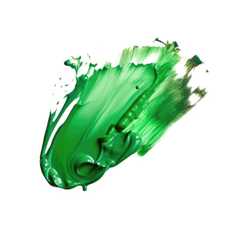 Abstract brush stroke pastel green oil acrylic paint stain impasto texture, painting isolated background transparent png. Generative AI.の素材