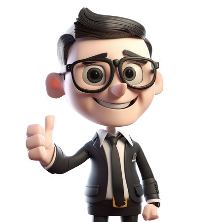 3d icon thumb up Ok sign and gesture language concept. Young smiling man cartoon character standing showing ok sign with fingers looking at camera on Isolated Transparent png background. Generative AI.の素材