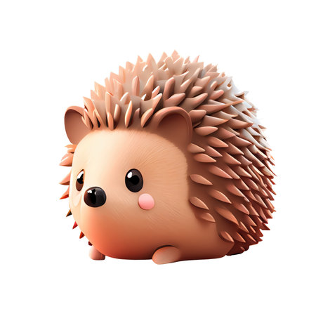 3d cute Cartoon cute animal hedgehog kawaii Autumn illustration isolated background transparent png. Generative AI.の素材