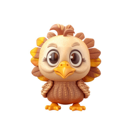 3D icon Cute Turkey, Happy Fall, character Illustration Thanksgiving Day, Happy Harvest, File Cartoon minimal style on isolated transparent background png. Generative AI.の素材