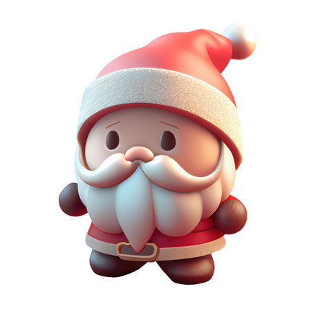 3d render, cute Christmas character, cartoon Santa Claus inside round hole, red ribbon, greeting card template, copy space, blank bannerの素材