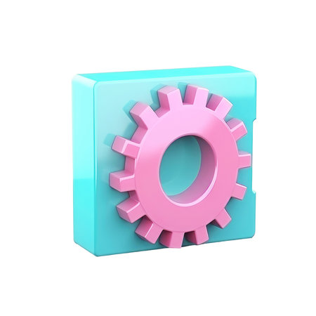 3d icon cute Cogwheel gear, setting symbol. Repair, optimizing, workflow concept Cartoon minimal style on isolated Transparent png background. Generative AI.の素材