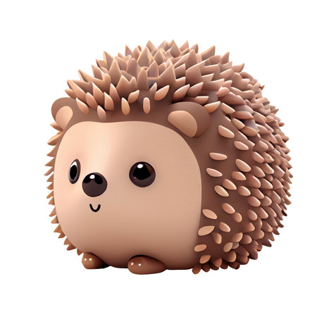 3d cute Cartoon cute animal hedgehog kawaii Autumn illustration isolated background transparent png. Generative AI.の素材