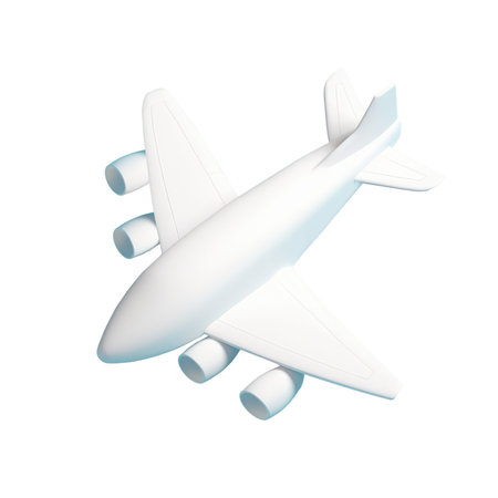 Cute Airplane 3d icon cartoon style on isolated transparent background png. Generative AI.の素材