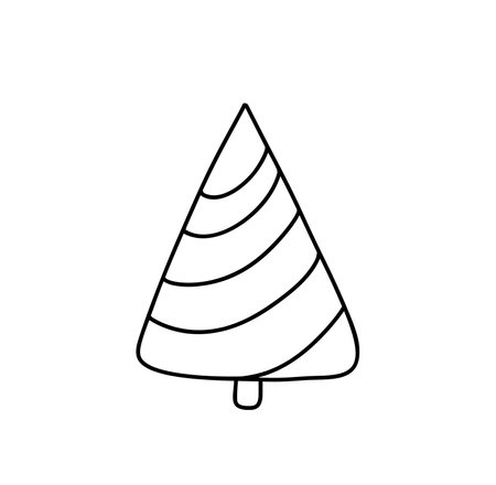 Hand drawn christmas vector tree illustration icon line for festive projects, greeting cards, or winter decorations, evoking childlike wonder and seasonal cheerのイラスト素材