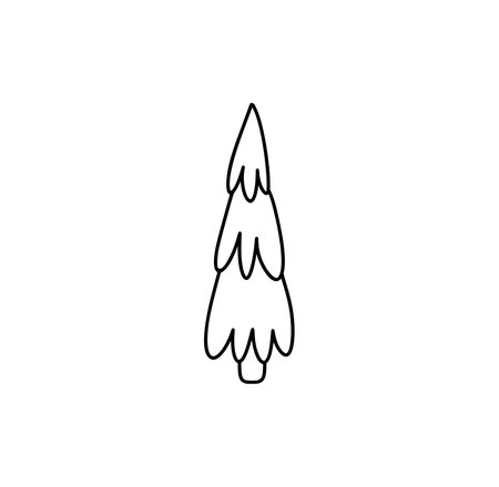 Hand drawn christmas vector tree illustration icon line for festive projects, greeting cards, or winter decorations, evoking childlike wonder and seasonal cheerのイラスト素材