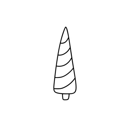 Hand drawn christmas vector tree illustration icon line for festive projects, greeting cards, or winter decorations, evoking childlike wonder and seasonal cheerのイラスト素材