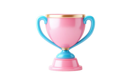 3d icon Golden trophy expressing winning and success on transparent backgroundの素材