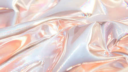 Abstract composition of iridescent crystal glass plates reflecting rainbow colors on a gradient background, creating a futuristic and vibrant visualの素材