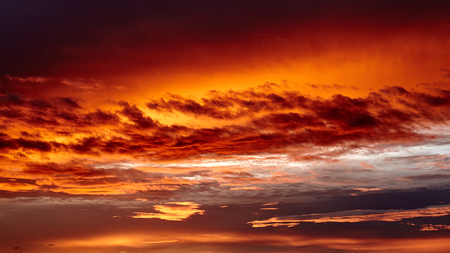 Red and Orange sky at sunsetの写真素材