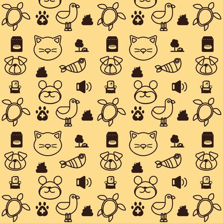 Vector pattern and background with icons related to pets and animalsのイラスト素材