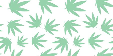pale green cannabis pattern seamless on white background. for cards, print, textile and background. for packaging cosmeticsのイラスト素材