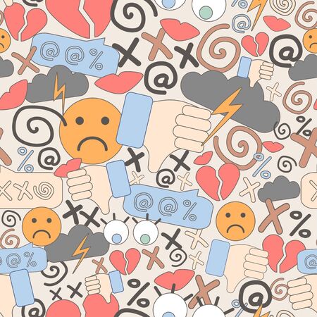seamless pattern of cyberbullying. online pressure. Posting sexual remarks, or pejorative labels. profanity and sexual harassment. Modern abstract design for paper, cover, fabricのイラスト素材