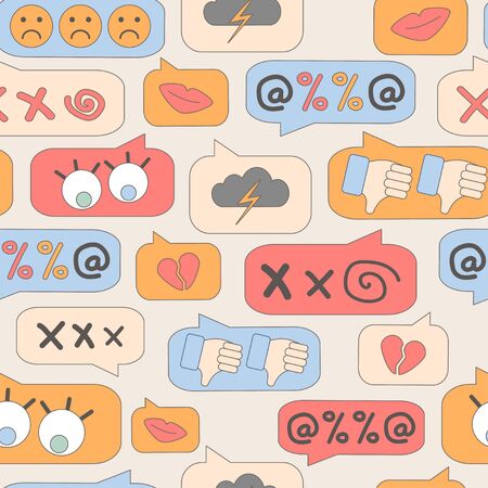 seamless pattern of cyberbullying, online bullying. Posting sexual remarks, or pejorative labels. profanity and sexual harassment.のイラスト素材