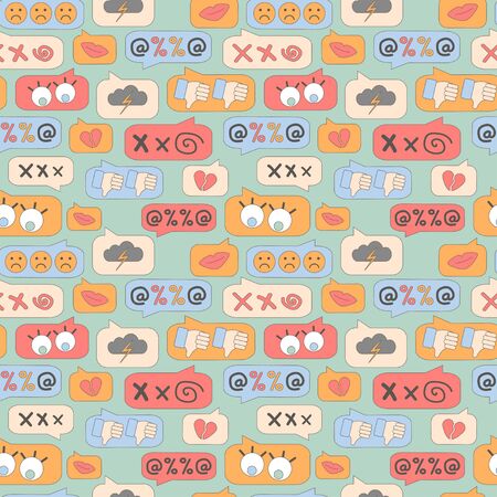 seamless pattern of cyberbullying, online bullying. Posting sexual remarks, or pejorative labels. profanity and sexual harassment.のイラスト素材