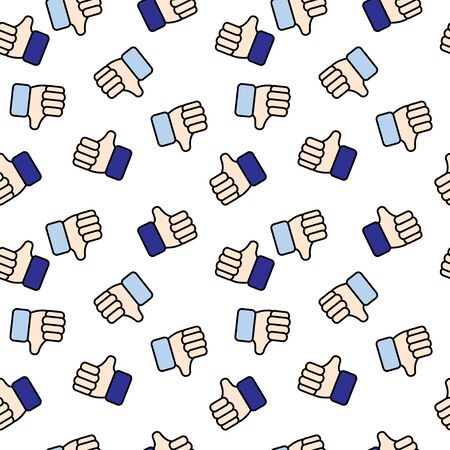 seamless pattern with likes and dislikes on the Internet on a white background. Modern abstract design for paper, cover, fabric, interior decorのイラスト素材