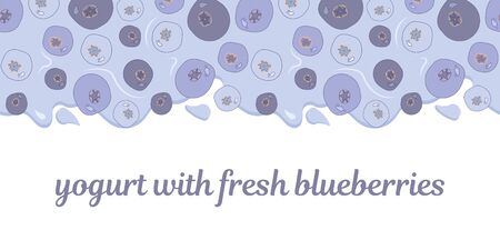 seamless template of yogurt with fresh blueberries. Modern abstract design for paper, cover, fabric, package designのイラスト素材