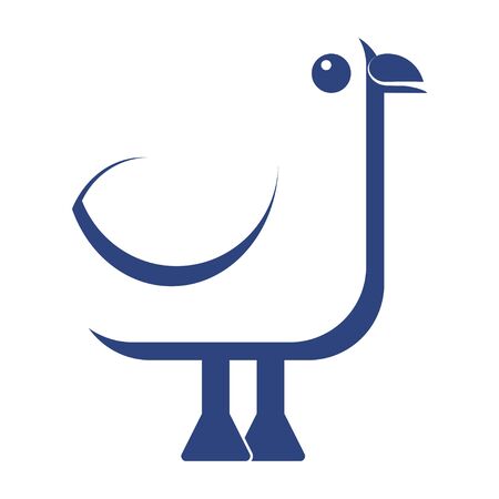 blue silhouette of a bird on white background. funny icon. in linear styleのイラスト素材