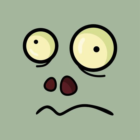 illustration for halloween with green zombie face. Modern design for packaging, paper, fabric. print for clothesのイラスト素材