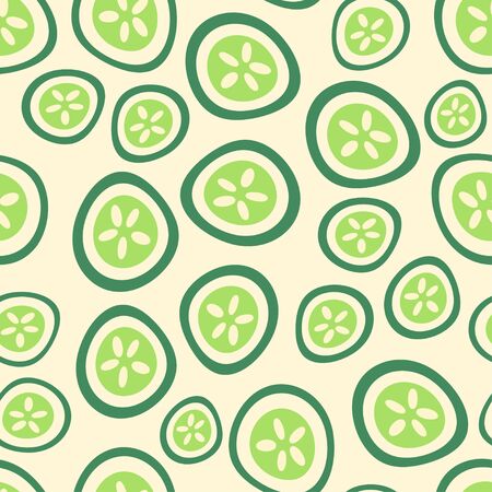 seamless pattern with abstract sliced cucumbers. fresh green vegetables. Modern design for packaging, paper, fabric. print for clothes and cosmeticsのイラスト素材