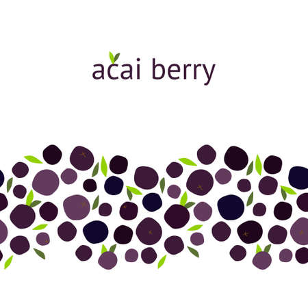 seamless design with Acai berries and leaves on a white background. modern abstract design for packaging, print for clothes, fabricのイラスト素材