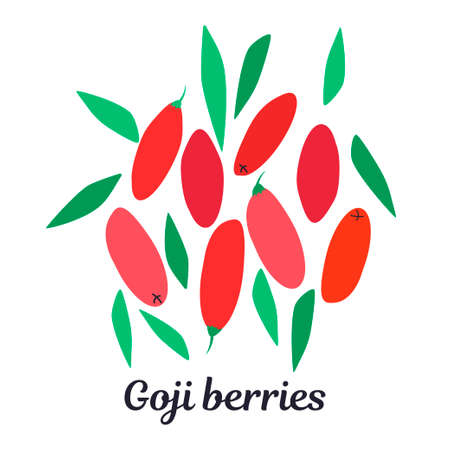 illustration with goji berries and leaves. modern abstract design for packaging, print for clothes, fabricのイラスト素材