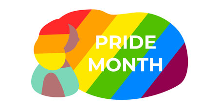 happy pride day.  rainbow flag. black womanのイラスト素材