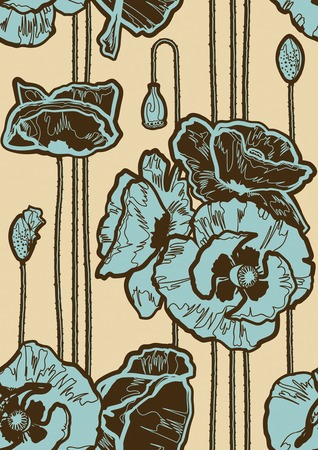 Seamless poppies backgroundのイラスト素材