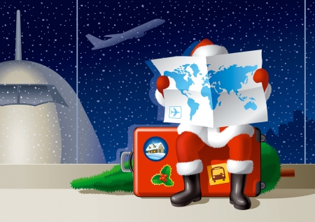 Santa's Christmas travelのイラスト素材