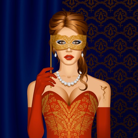 Venetian beauty in a maskのイラスト素材
