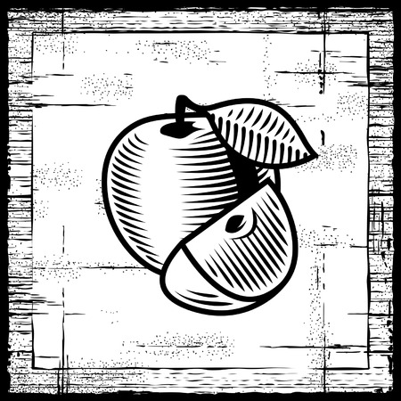 Retro apple black and whiteのイラスト素材