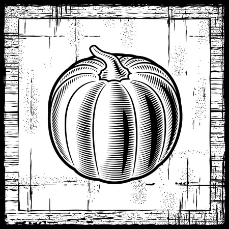 Retro pumpkin black and whiteのイラスト素材