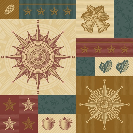Retro Christmas patternのイラスト素材