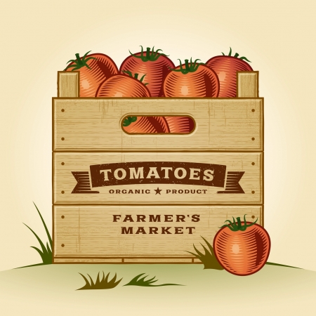 Retro crate of tomatoesのイラスト素材