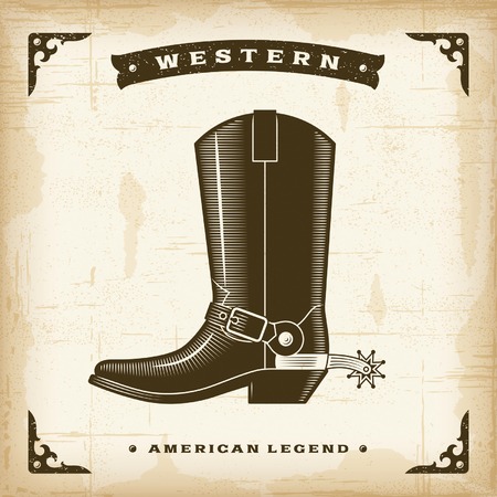 Vintage Western Cowboy Bootのイラスト素材