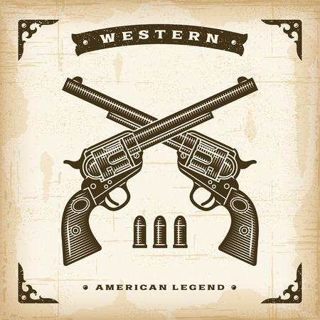 Vintage Western Revolversのイラスト素材