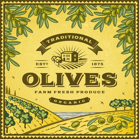 Vintage olives labelのイラスト素材