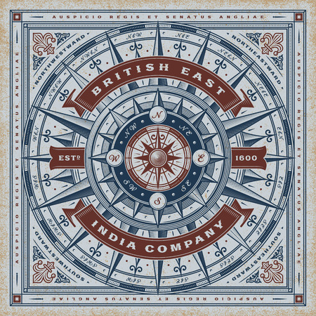 Vintage British East India Company Nautical Typographyのイラスト素材