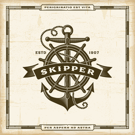 Vintage Skipper Label poster template vector illustration.のイラスト素材