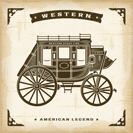 Vintage Western Stagecoachのイラスト素材