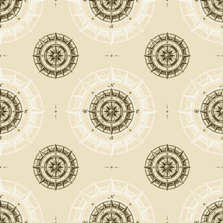 Seamless vintage compass patternのイラスト素材