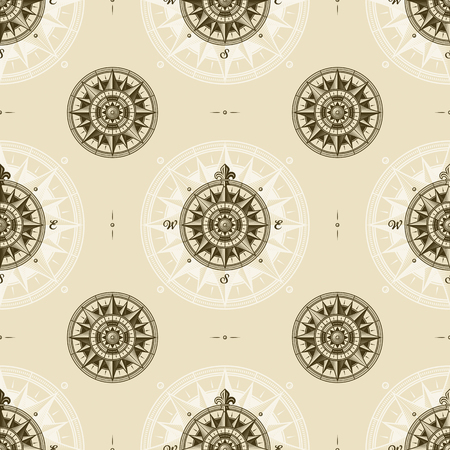 Seamless vintage nautical medieval wind rose patternのイラスト素材