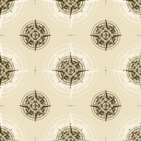 Seamless vintage nautical wind rose patternのイラスト素材