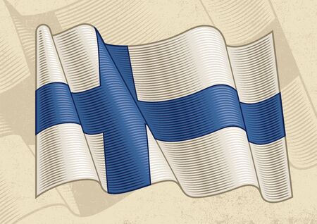 Vintage Flag Of Finlandのイラスト素材
